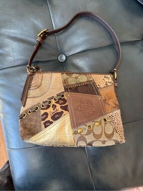 Y2K Coach brown and tan patchwork  bag. Nuber 42005